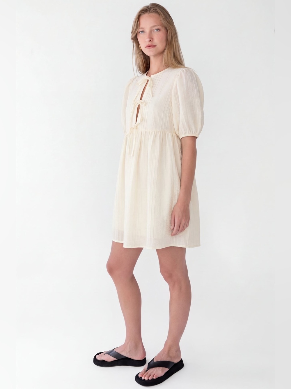 oak + fort tie front babydoll dress